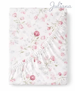 Bavlněné napínací prostěradlo - Tulipány a bílá