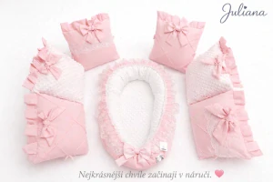 2 dílný Romantický set Sofie do dětské postýlky mantinel a hnízdečko - růžová