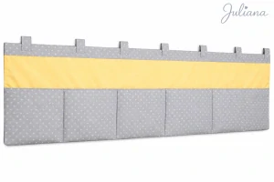 Kapsář za postel – ochrana stěny i praktický úložný prostor - šedá / žlutá