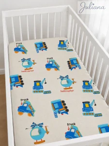 Bavlněné prostěradlo do postýlky - Malý stavitel