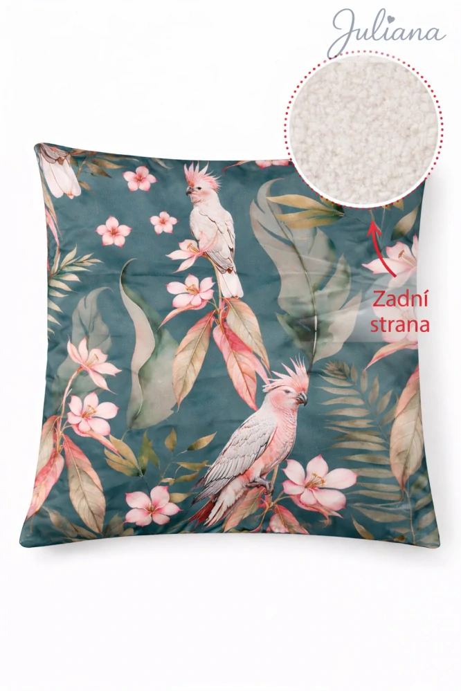 Bavlněný Termo povlak perkál s digitálním tiskem 40 x 40 cm - Papoušci