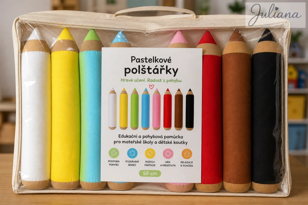 Edukativní pastelkové polštářky 56 cm - Základní sada