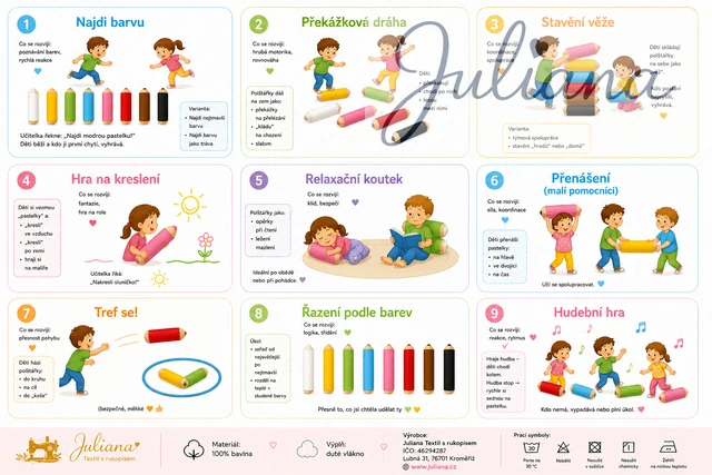 Edukativní pastelkové polštářky 56 cm - Základní sada